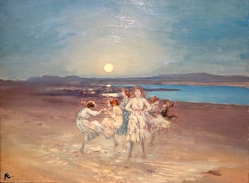 Children_Dancing_on_the_Strand_by_AE_(George_William_Russell),_Ireland,_1914,_oil_on_canvas_-_Chazen_Museum_of_Art_-_DSC02714